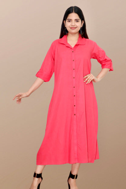 Plus Size Solid Rayon A-Line Kurta For Women Peach