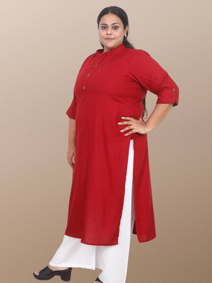 Plus Size Solid Rayon Kurta For Women Maroon