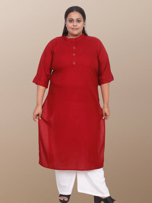 Plus Size Solid Rayon Kurta For Women Maroon