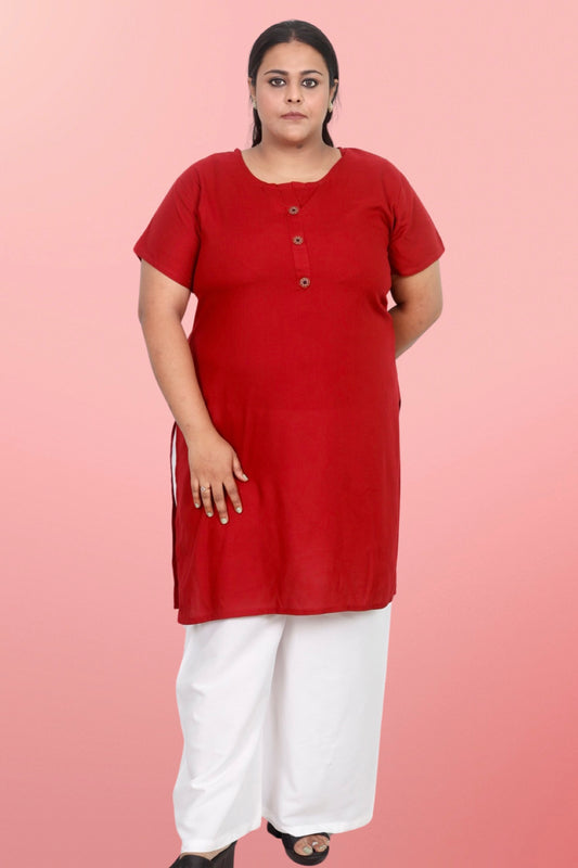 Plus Size Rayon Kurti For Women Maroon