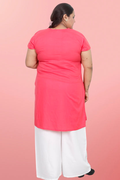 Plus Size Rayon Kurti For Women Peach