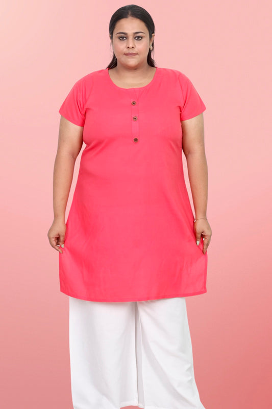 Plus Size Rayon Kurti For Women Peach