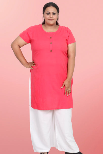 Plus Size Rayon Kurti For Women Peach