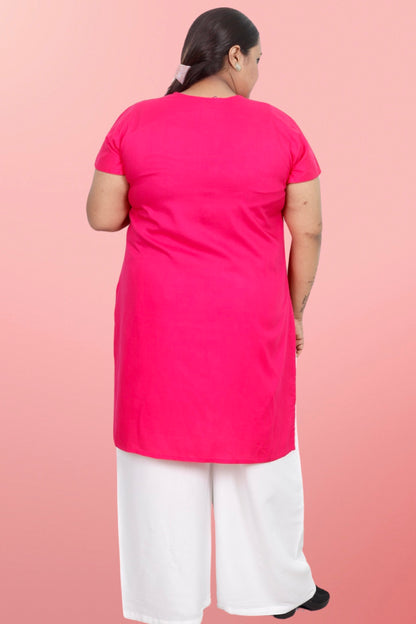 Plus Size Rayon Kurti For Women Pink