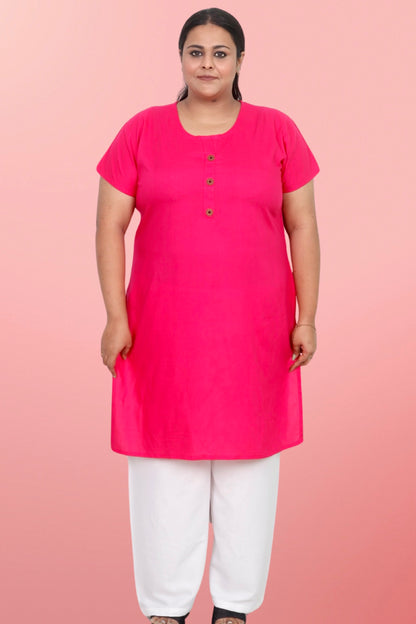 Plus Size Rayon Kurti For Women Pink