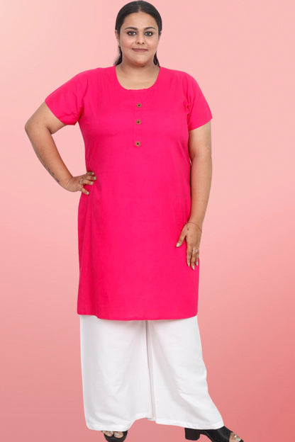 Plus Size Rayon Kurti For Women Pink