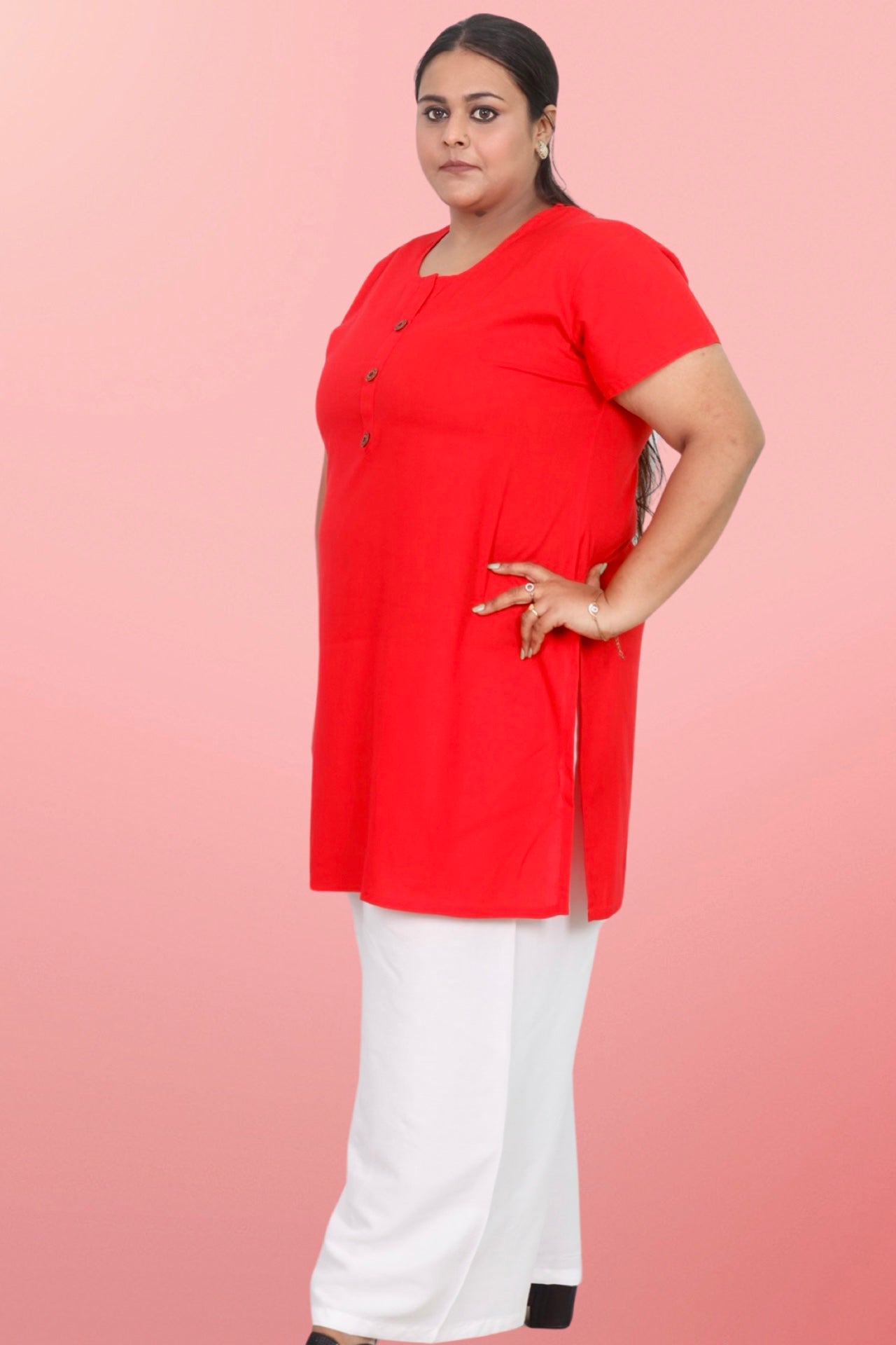 Plus Size Rayon Kurti For Women Red