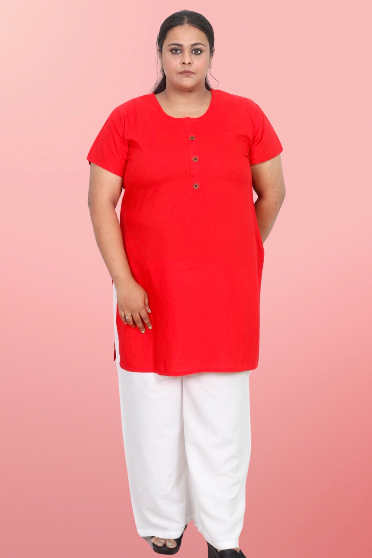 Plus Size Rayon Kurti For Women Red