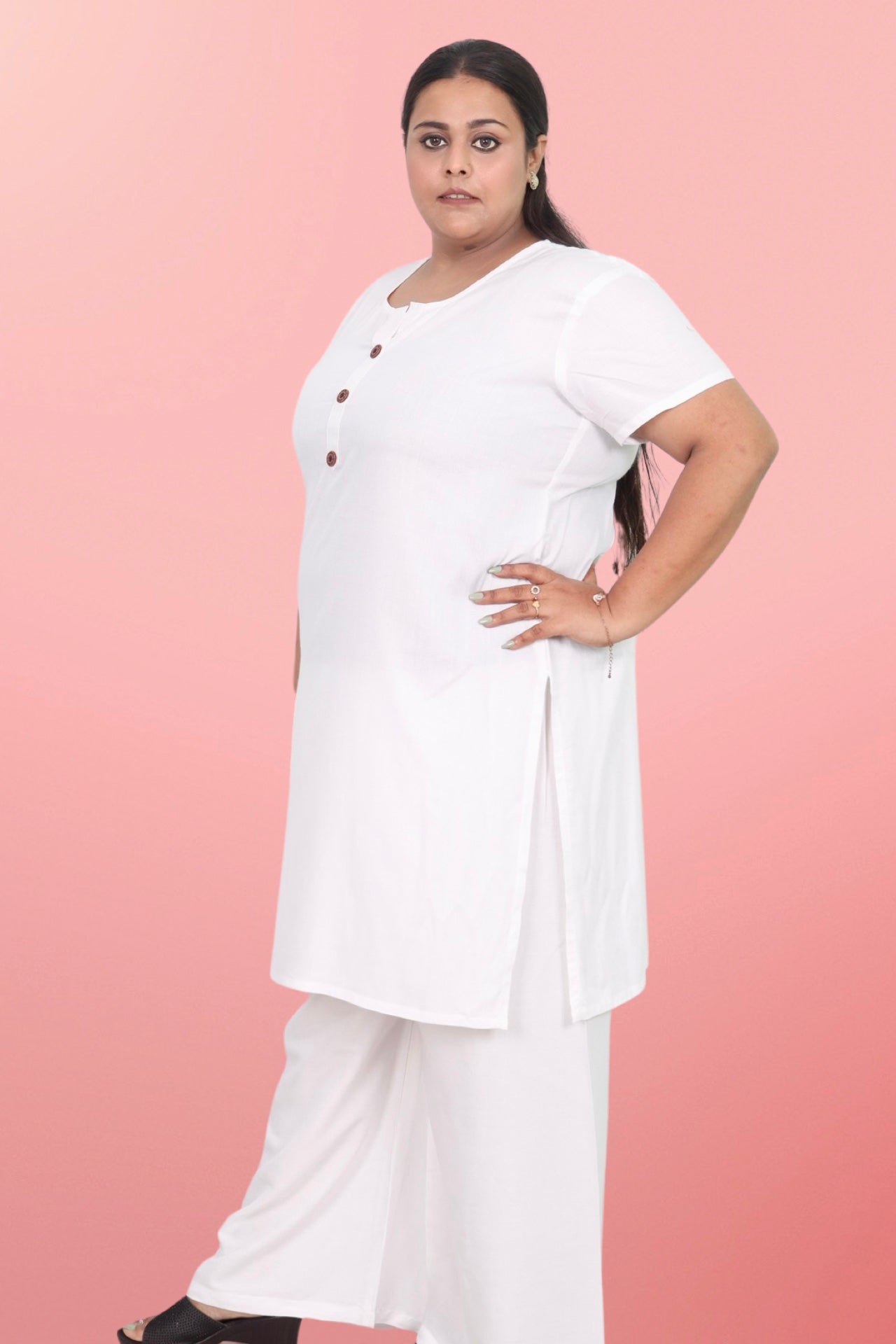 Plus Size Rayon Kurti For Women White