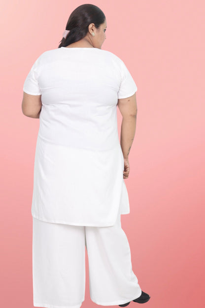 Plus Size Rayon Kurti For Women White