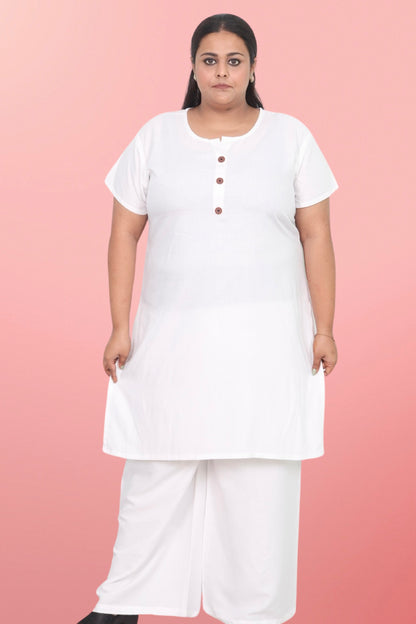 Plus Size Rayon Kurti For Women White