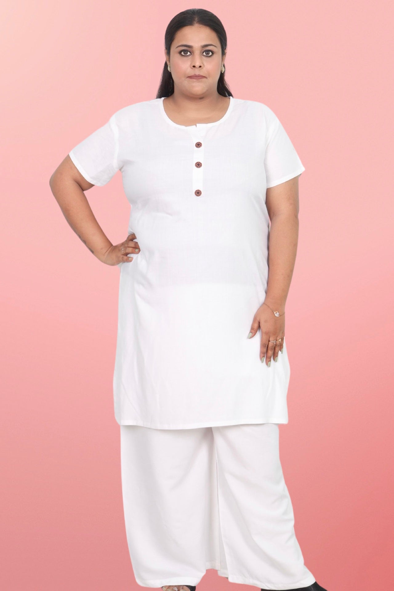 Plus Size Rayon Kurti For Women White