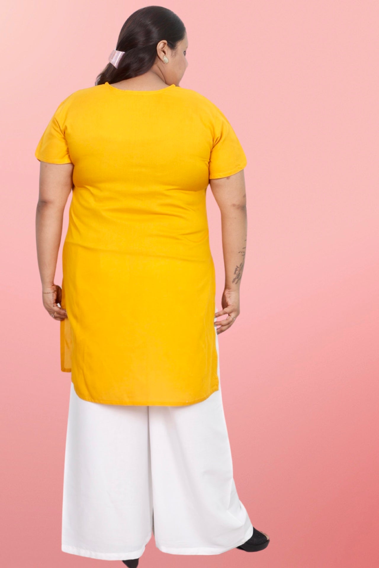 Plus Size Rayon Kurti For Women Yellow