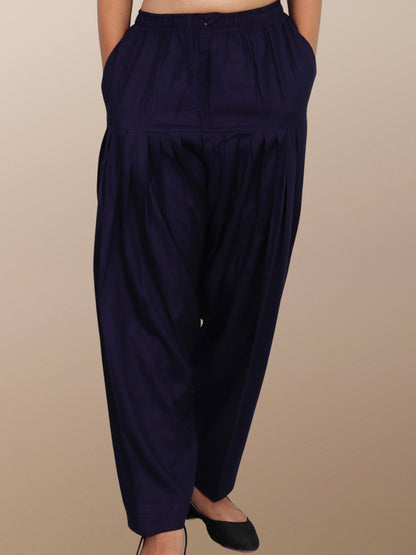 Plus Size Rayon Salwar with 2 Side Pockets Blue