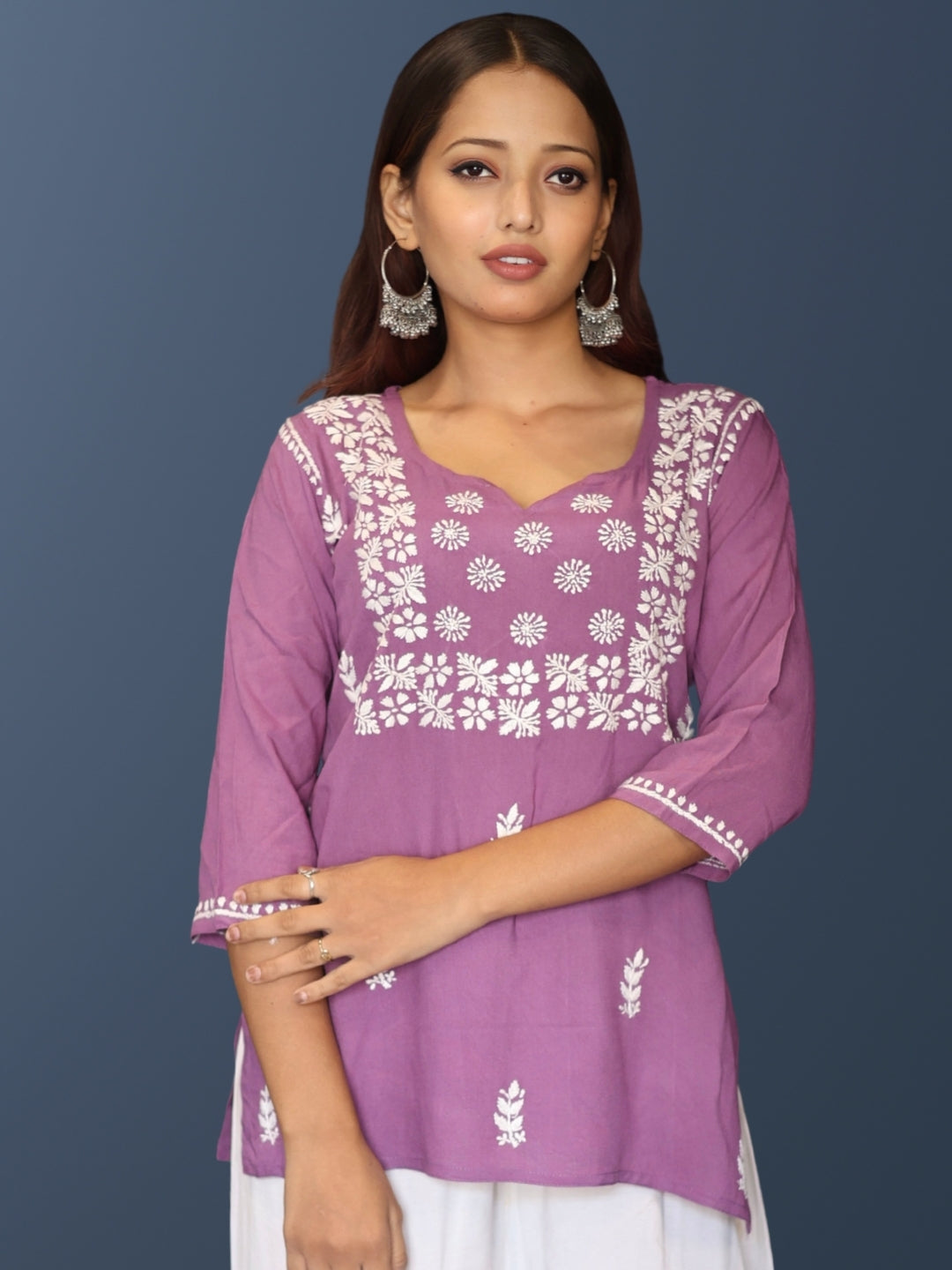 chikankari top short kurta ethnic embroidered lucknowi chikan tunic kurti womens festival daily wear girls handcrafted college wear casual summer comfortable regular formal straight fit