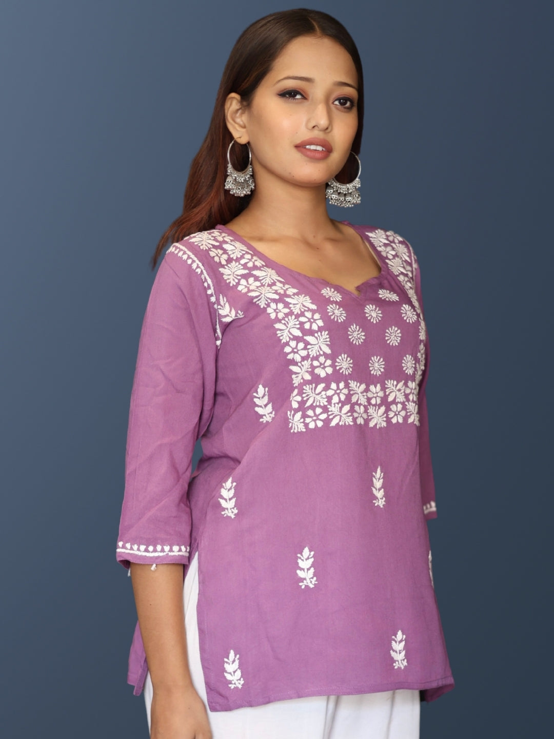 chikankari top short kurta ethnic embroidered lucknowi chikan tunic kurti womens festival daily wear girls handcrafted college wear casual summer comfortable regular formal straight fit