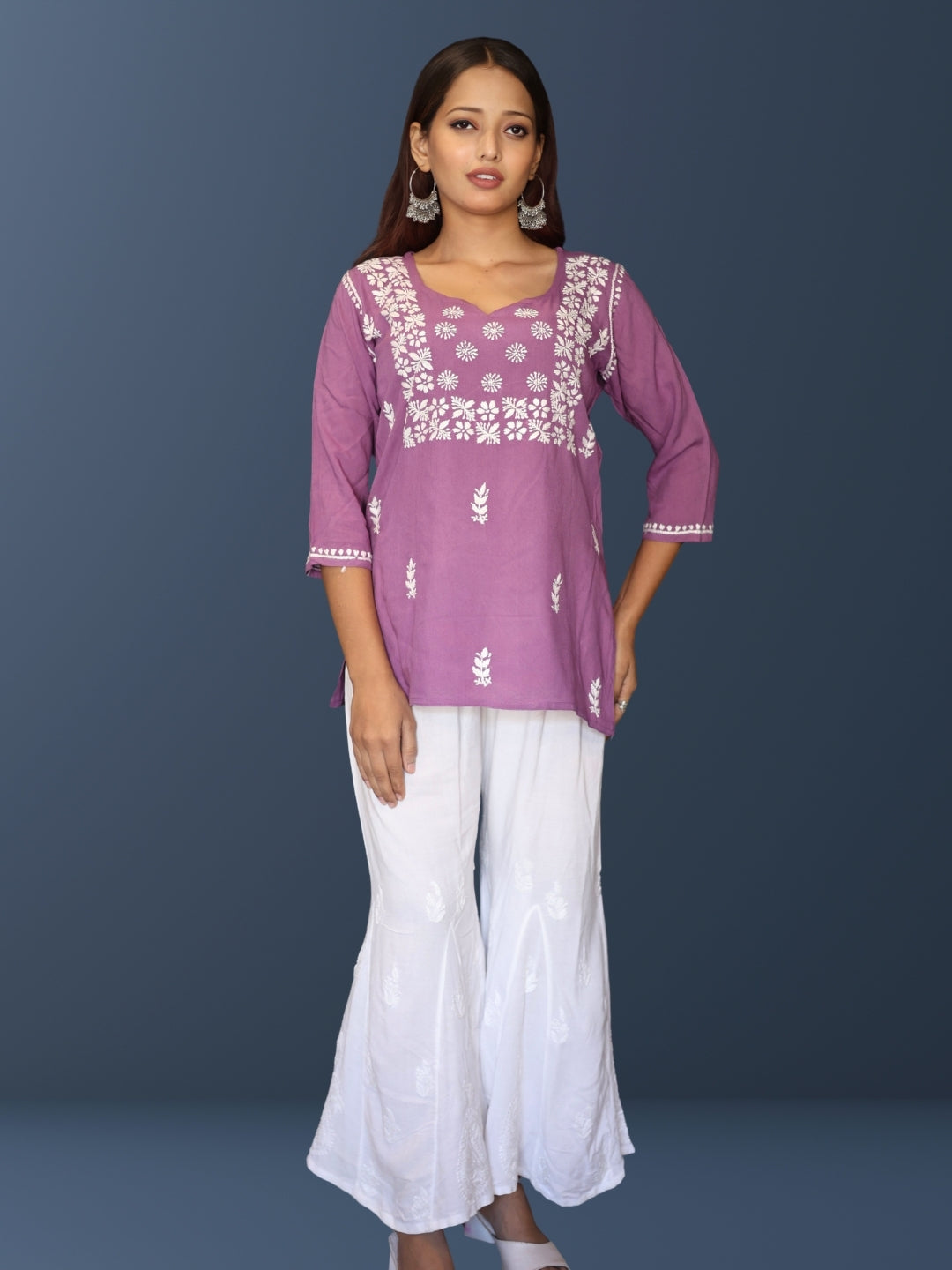 chikankari top short kurta ethnic embroidered lucknowi chikan tunic kurti womens festival daily wear girls handcrafted college wear casual summer comfortable regular formal straight fit