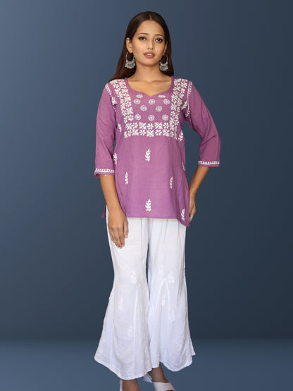 chikankari top short kurta ethnic embroidered lucknowi chikan tunic kurti womens festival daily wear girls handcrafted college wear casual summer comfortable regular formal straight fit