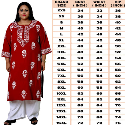 plus size chikankari kurta women ethnic embroidered lucknowi chikan kurti festival daily wear handcrafted casual summer comfortable straight fit lakhnavi chicken ladies 3XL 4XL 5XL 6XL 7XL 8XL 9XL 10XL 11XL, 12XL, 13XL, 14XL, 15XL.
