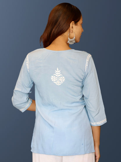 chikankari top short kurta ethnic embroidered lucknowi chikan tunic kurti womens festival daily wear girls handcrafted college wear casual summer comfortable regular formal straight fit