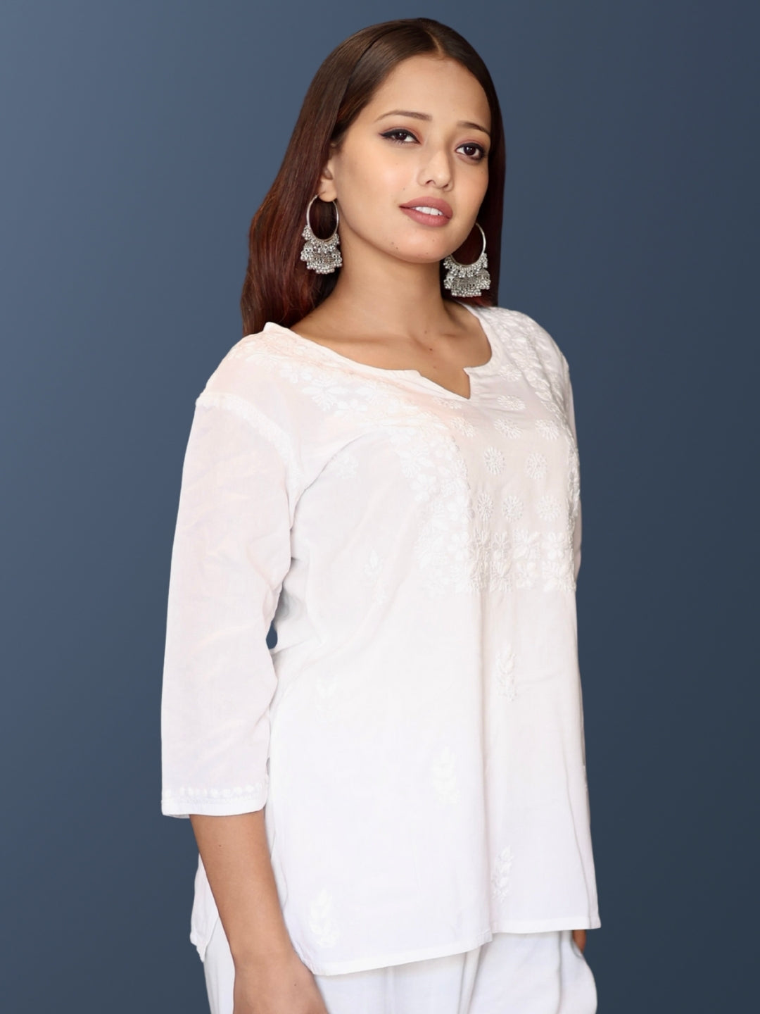 chikankari top short kurta ethnic embroidered lucknowi chikan tunic kurti womens festival daily wear girls handcrafted college wear casual summer comfortable regular formal straight fit