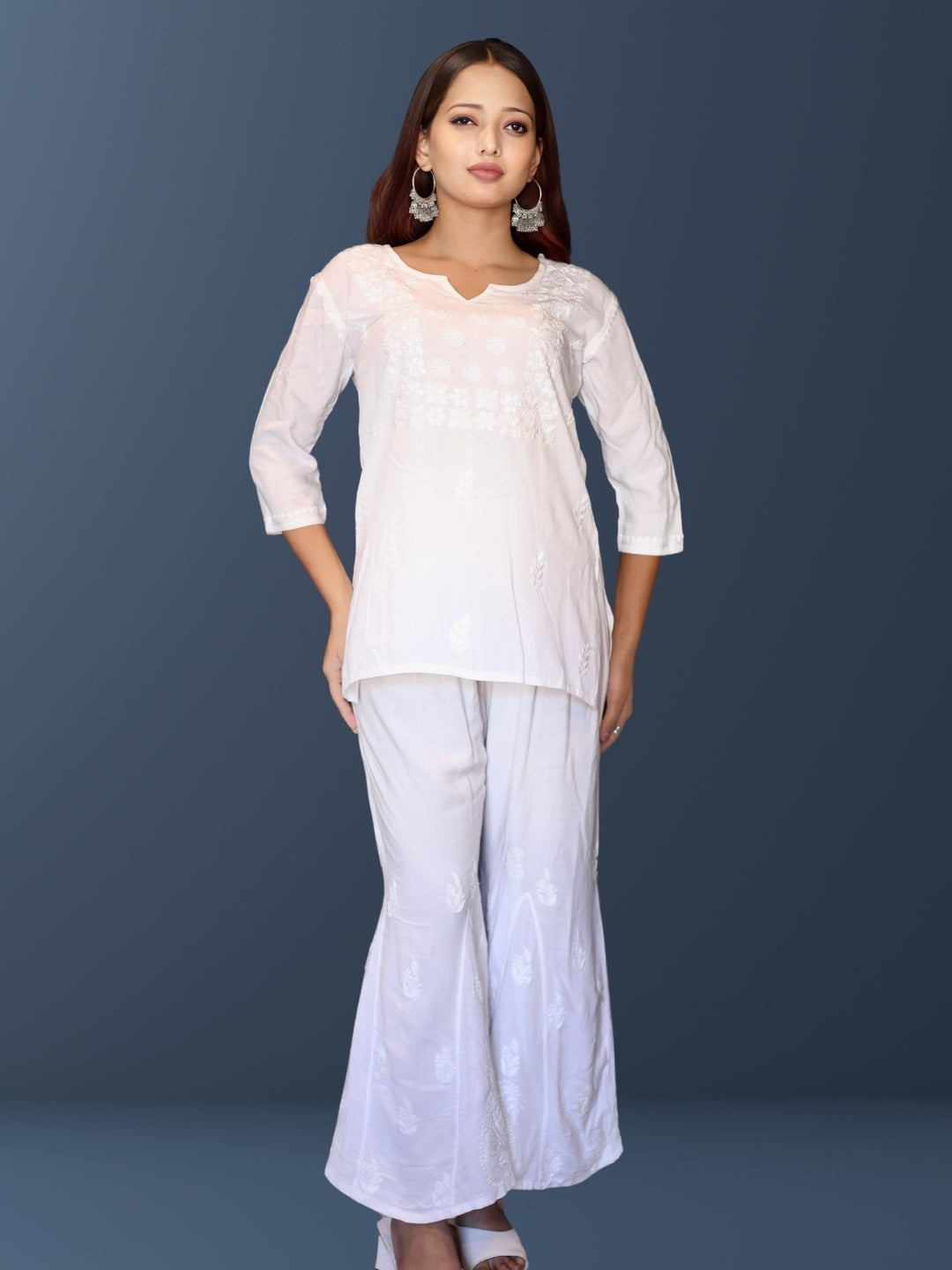 chikankari top short kurta ethnic embroidered lucknowi chikan tunic kurti womens festival daily wear girls handcrafted college wear casual summer comfortable regular formal straight fit