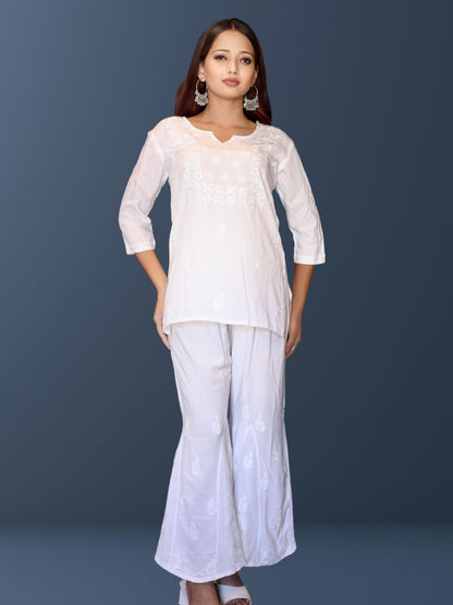 chikankari top short kurta ethnic embroidered lucknowi chikan tunic kurti womens festival daily wear girls handcrafted college wear casual summer comfortable regular formal straight fit