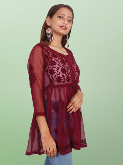 Chikan Embroidery Georgette Top