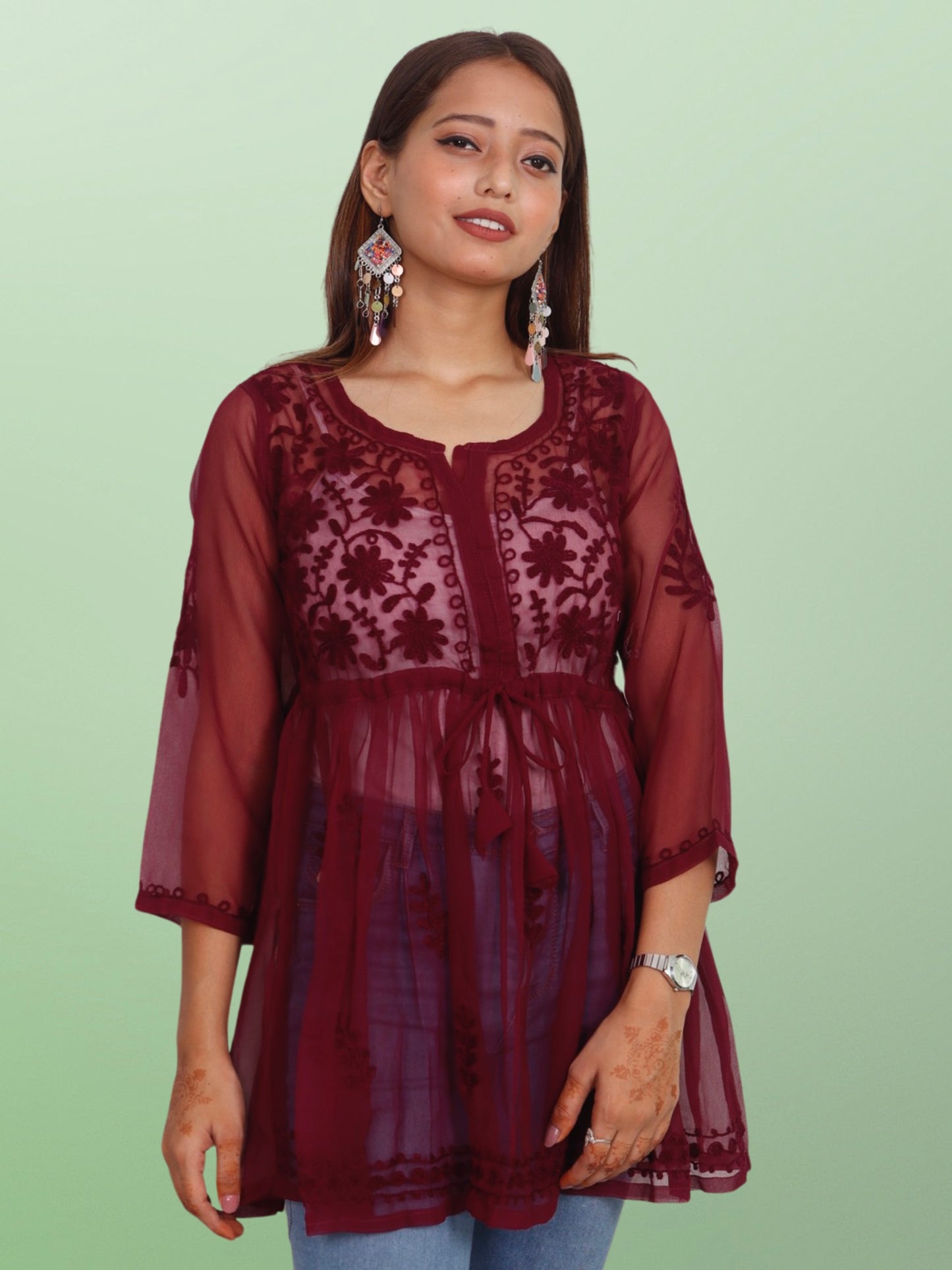 Chikan Embroidery Georgette Top