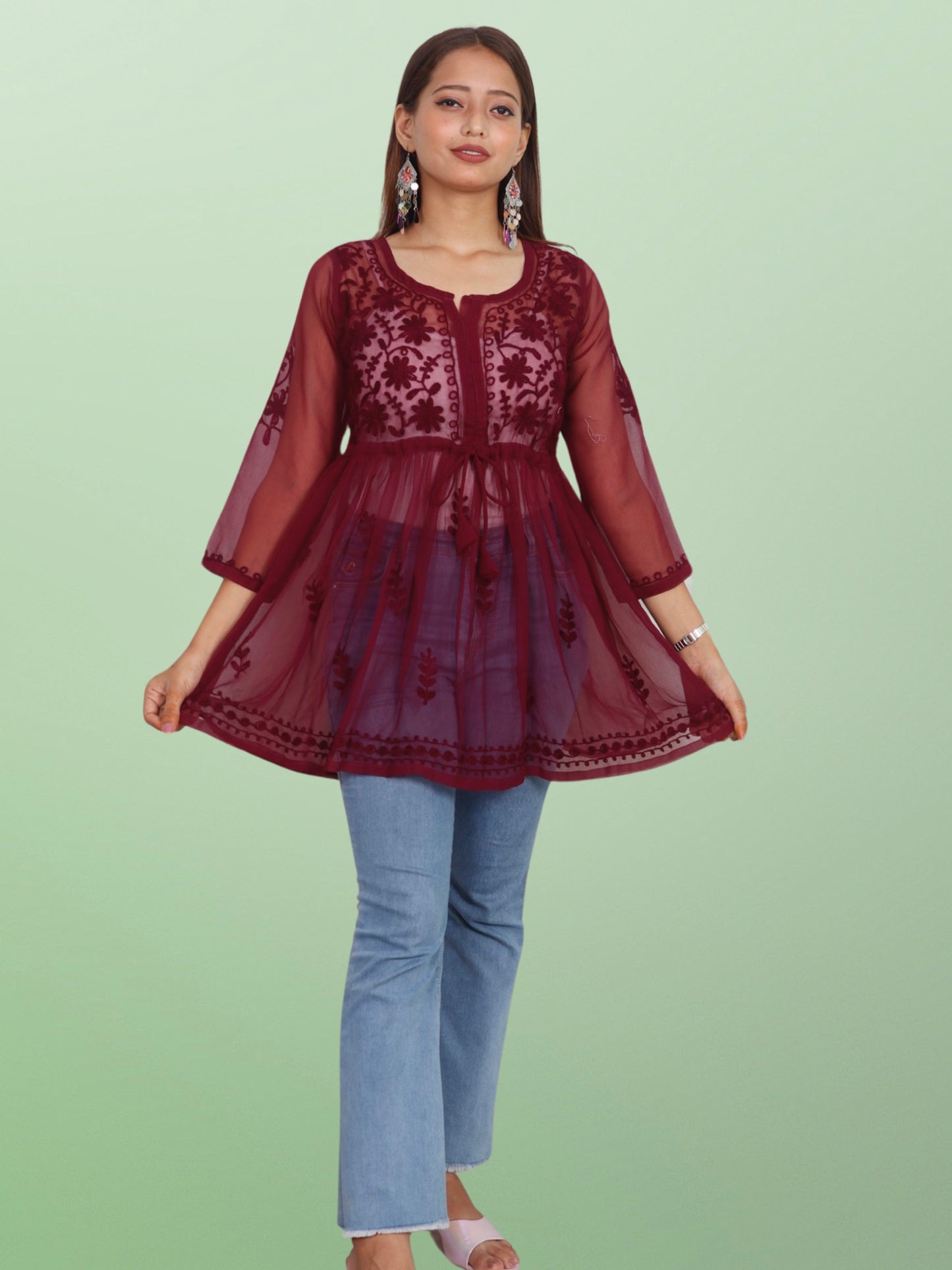 Chikan Embroidery Georgette Top