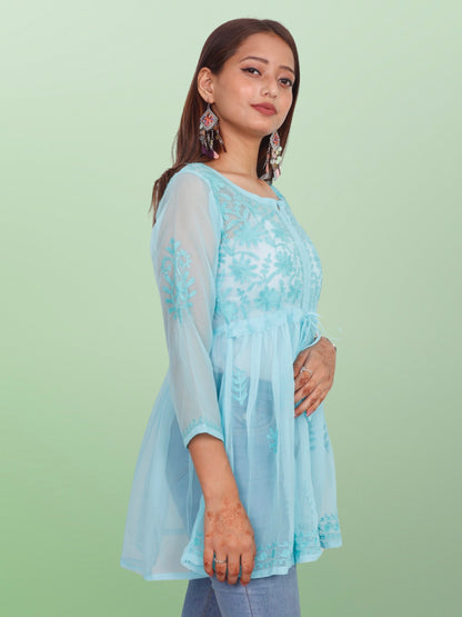 Chikan Embroidery Georgette Top