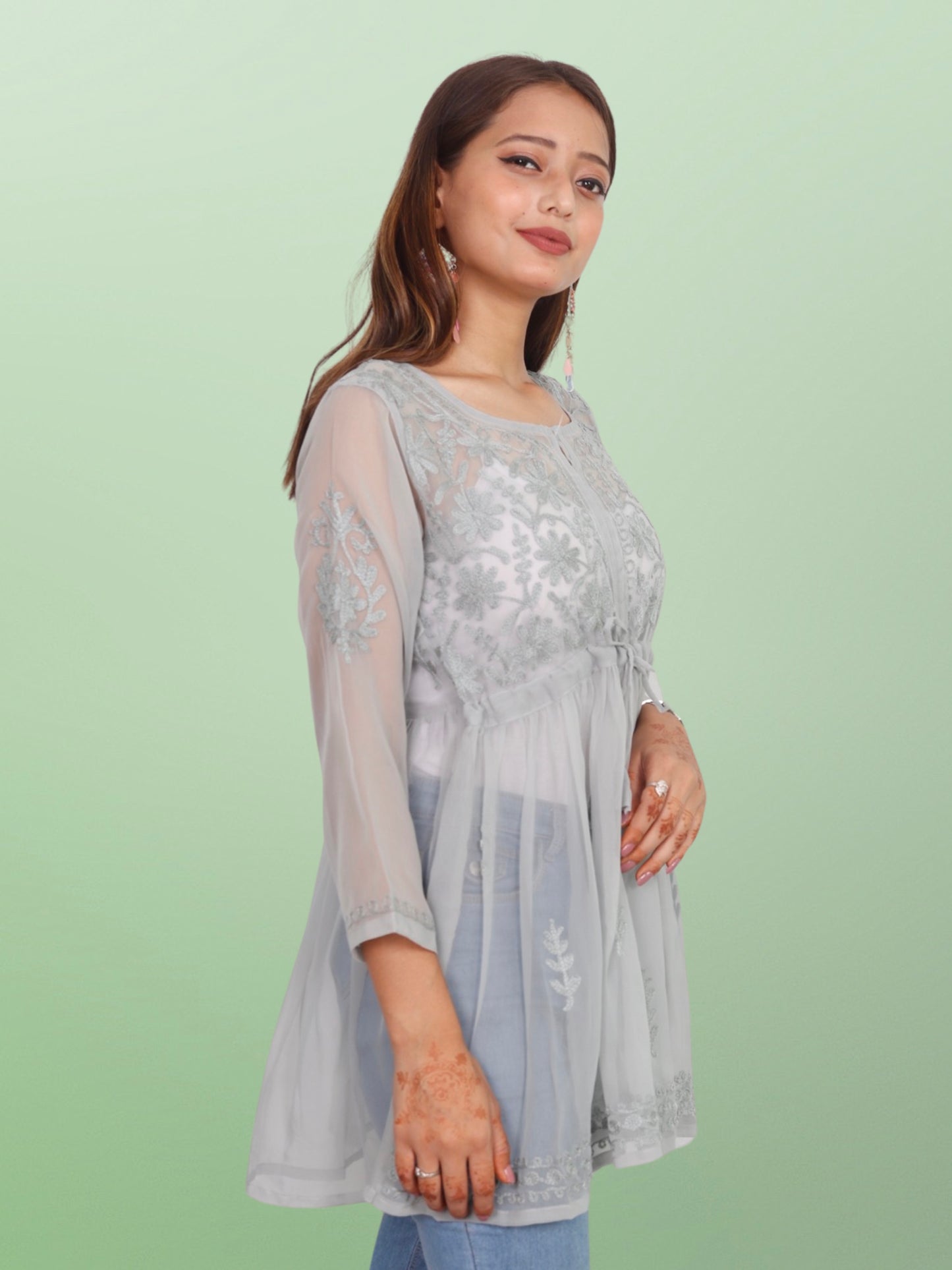 Chikan Embroidery Georgette Top