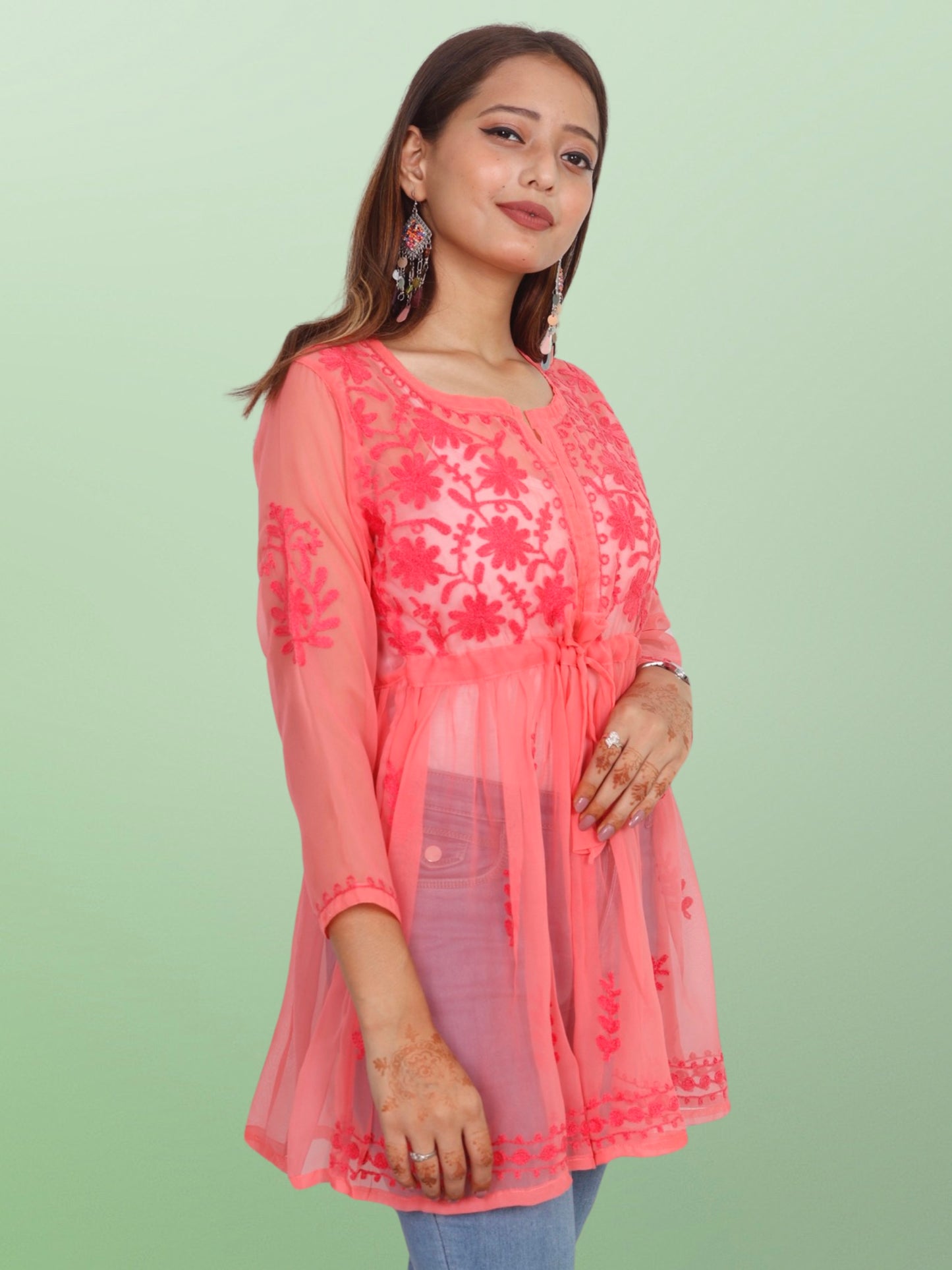 Chikan Embroidery Georgette Top