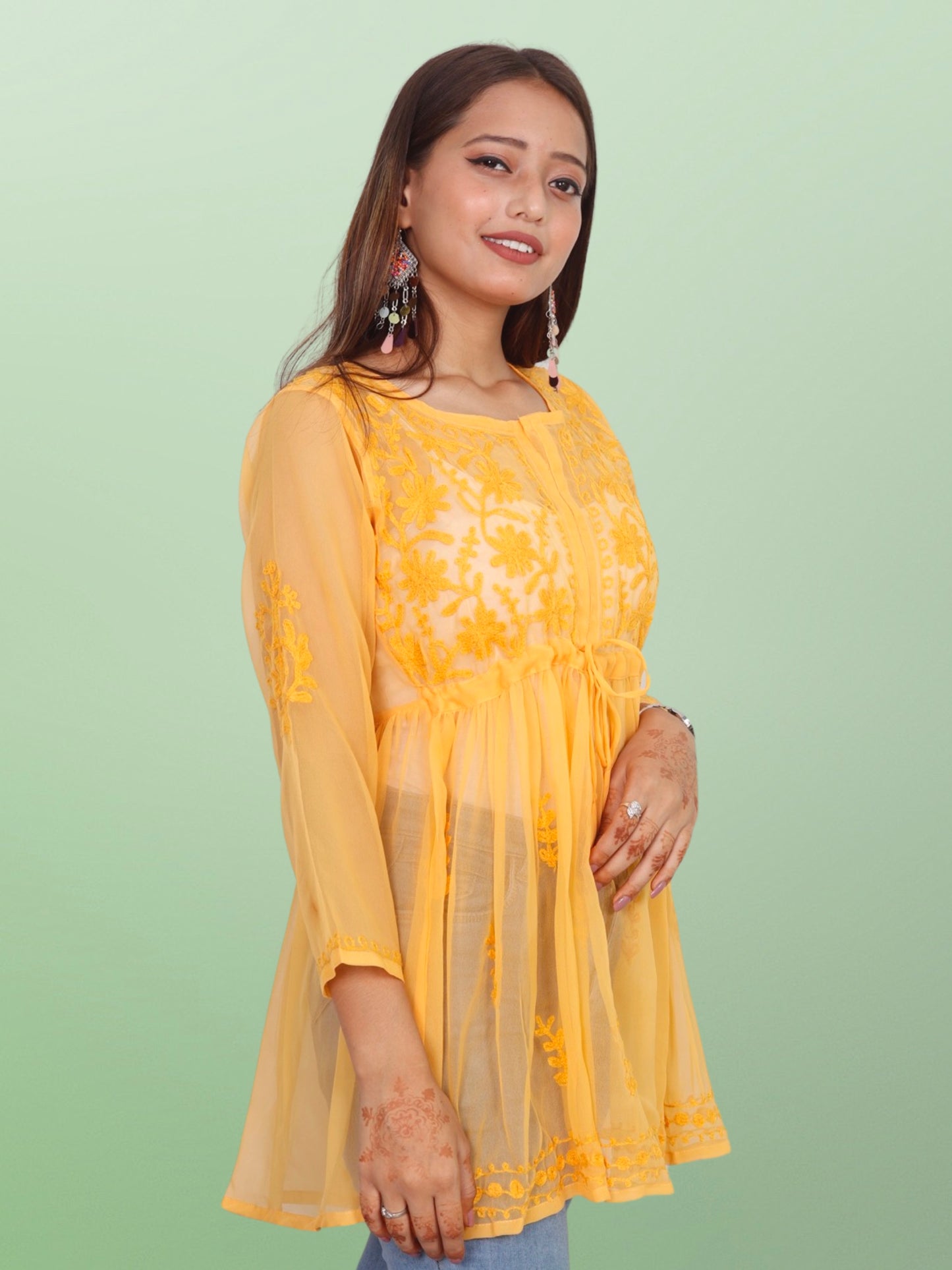 Chikan Embroidery Georgette Top