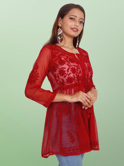 Chikan Embroidery Georgette Top