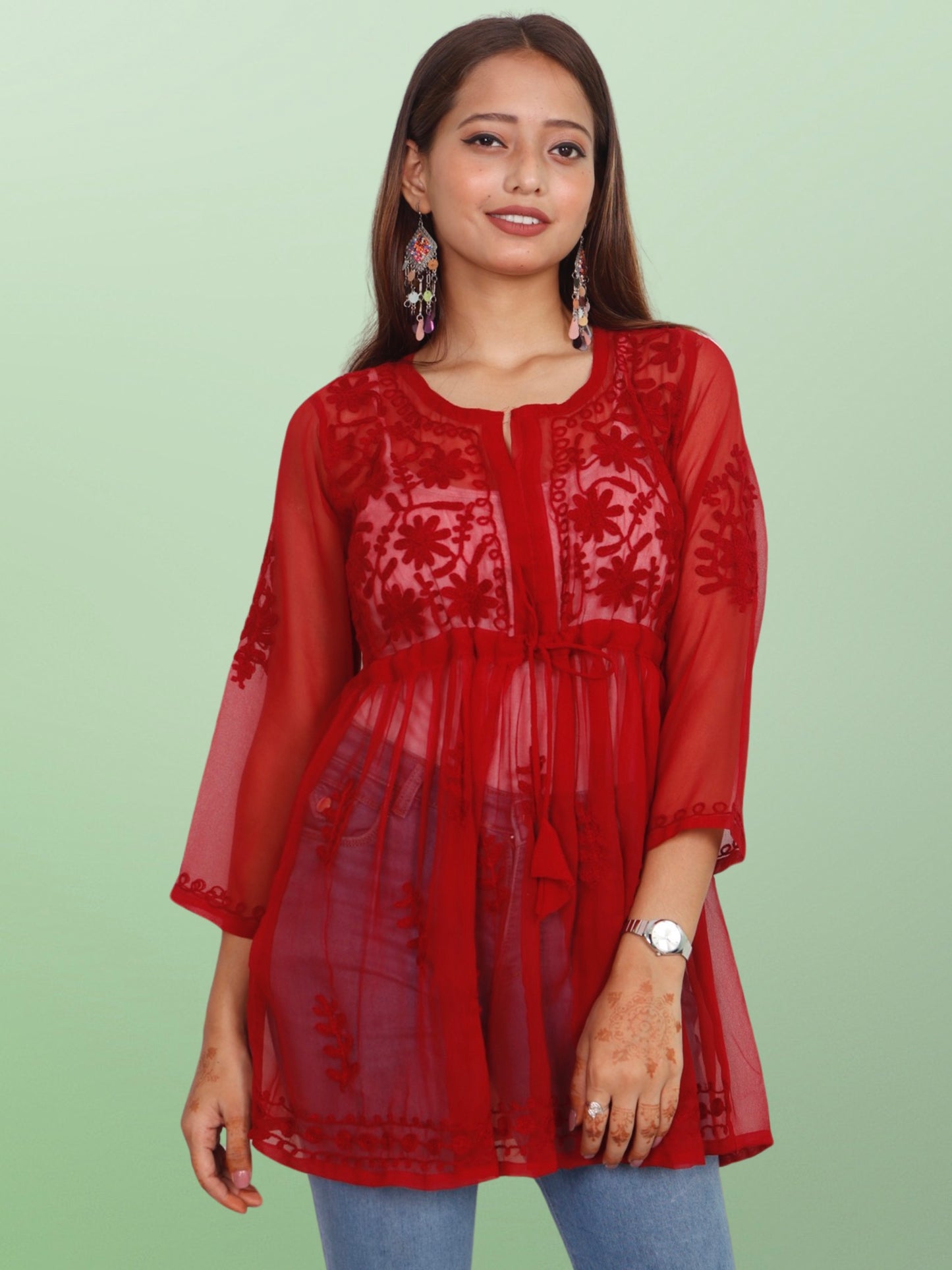 Chikan Embroidery Georgette Top