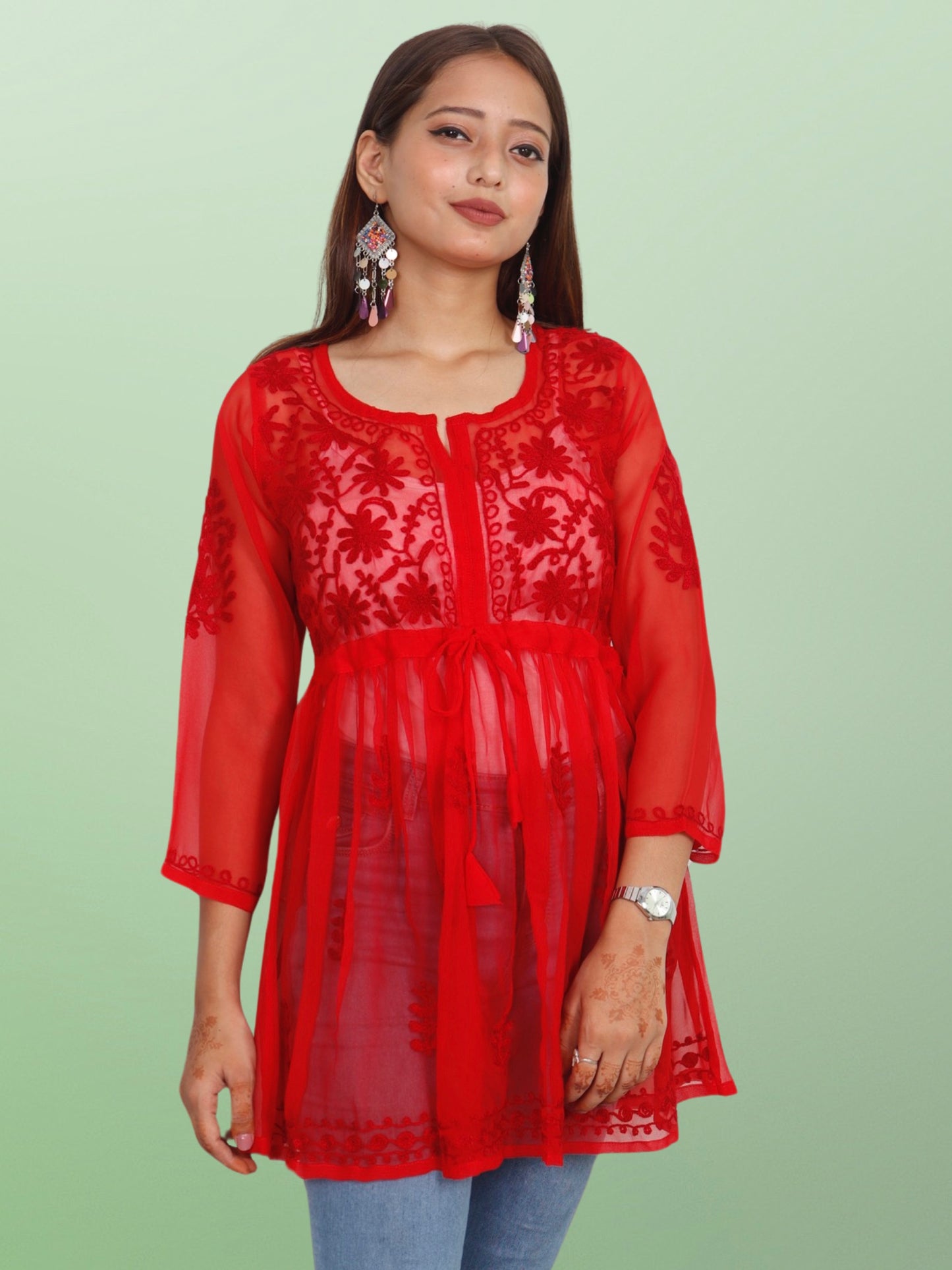 Chikan Embroidery Georgette Top