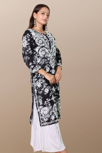 chikankari kurta women ethnic embroidered lucknowi chikan kurti festival daily wear girls handcrafted rayon fabric casual summer comfortable regular formal straight fit lucknowi chicken ladies