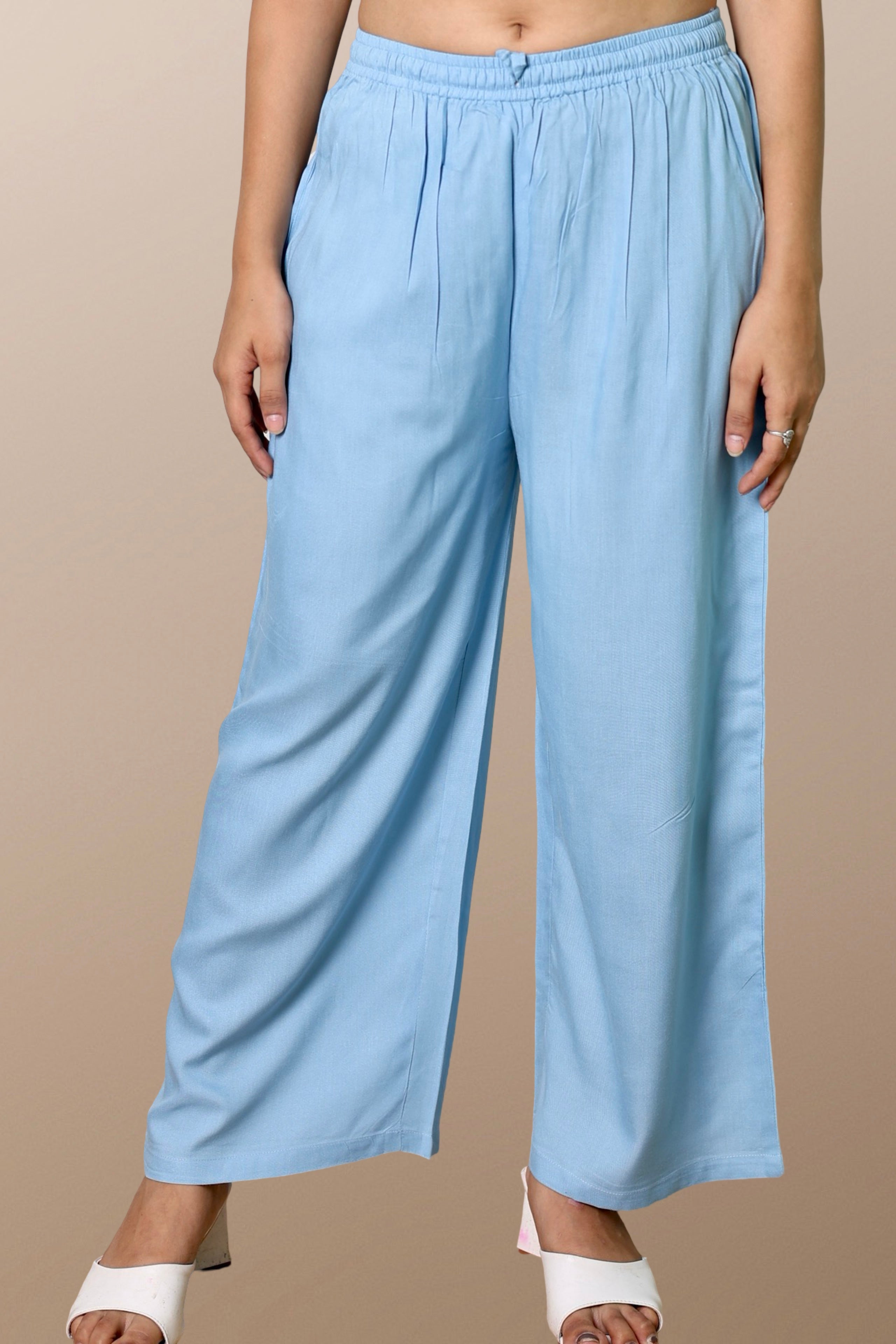 Plus Size Palazzo Pants for Women XXS to 15XL Sky Blue MyPlusFashion