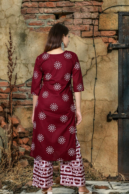 Plus Size Cotton Kurta Palazzo Set