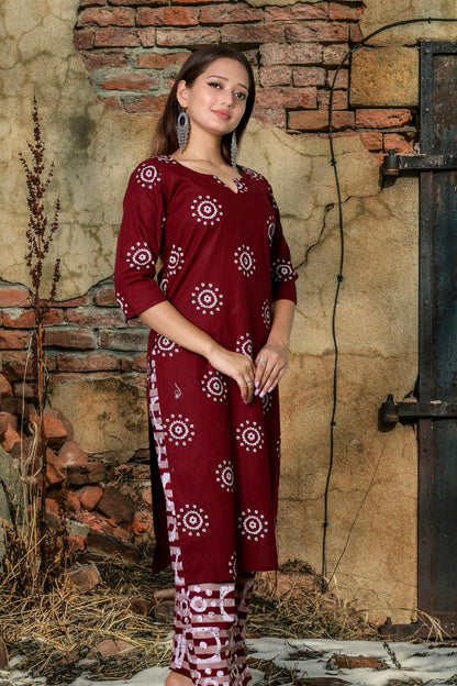 Plus Size Cotton Kurta Palazzo Set