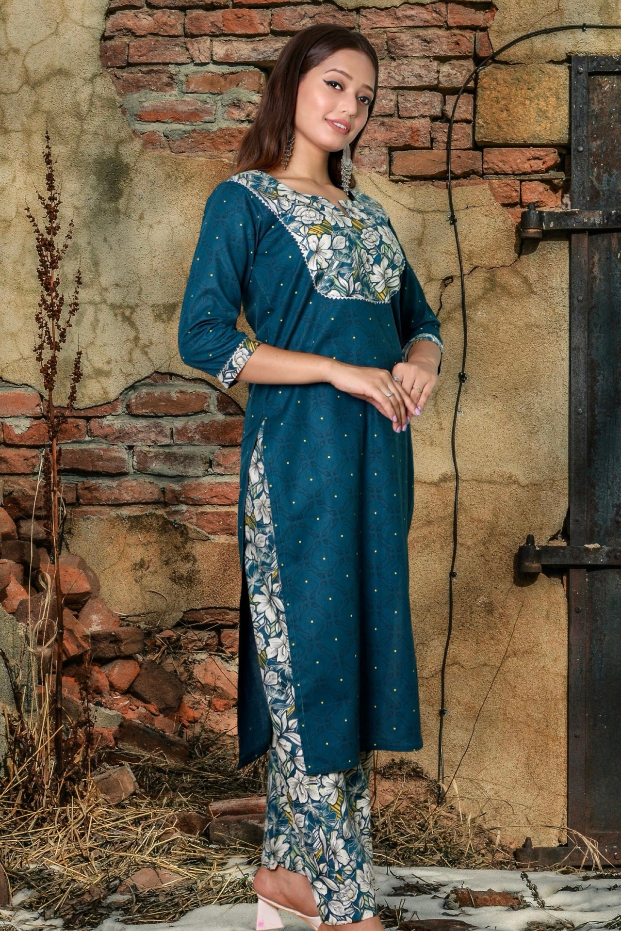 Plus Size Cotton Kurta Palazzo Set