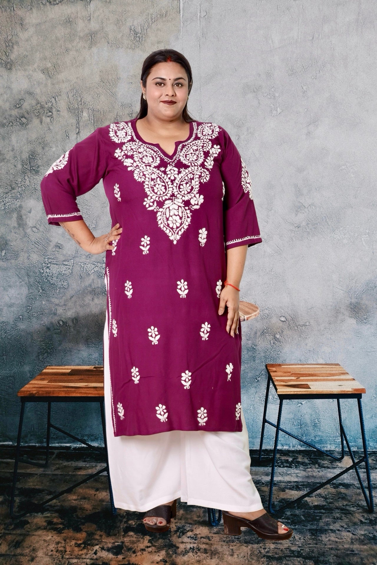 Plus Size Chikankari Kurti MyPlusFashion