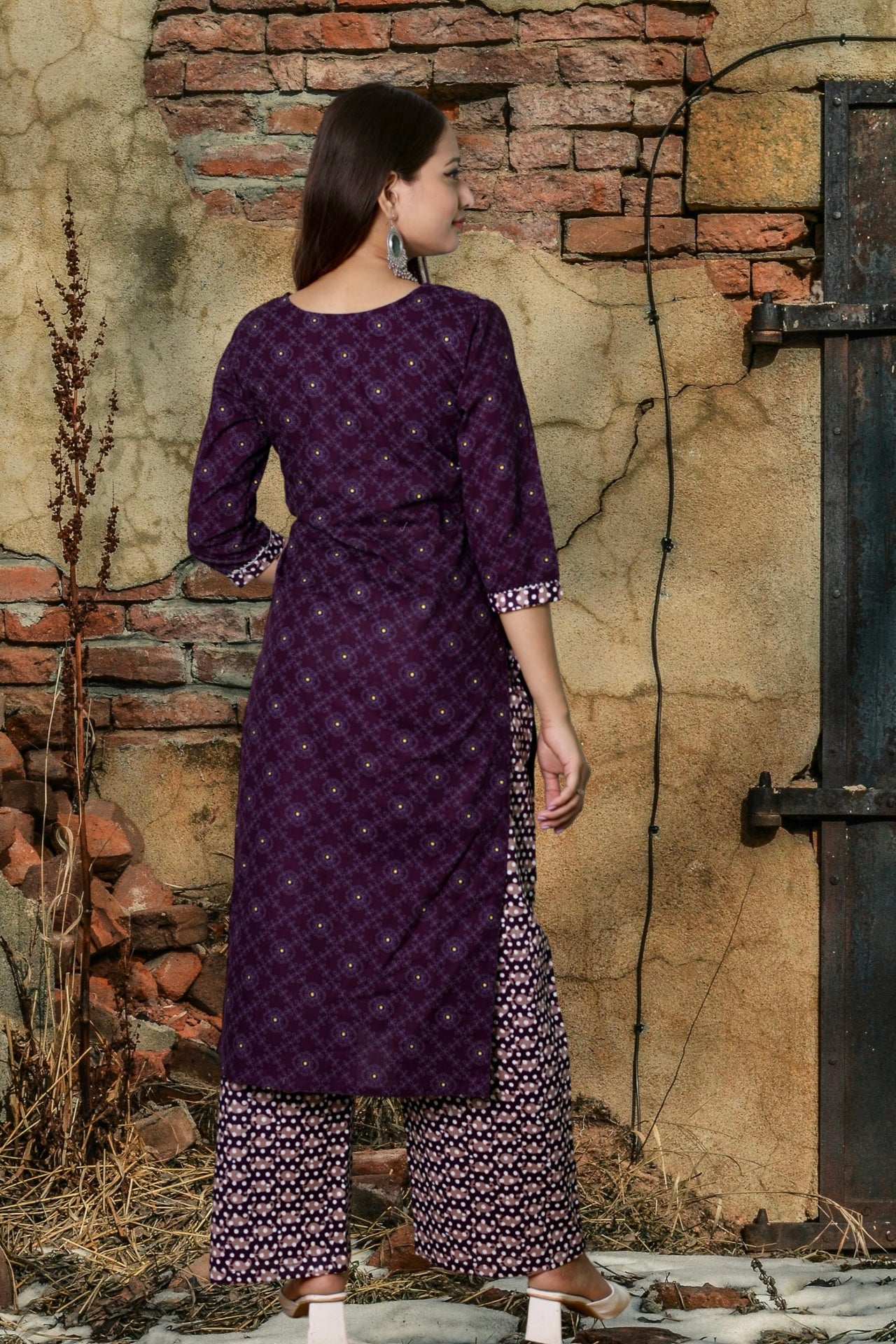 Plus Size Cotton Kurta Palazzo Set