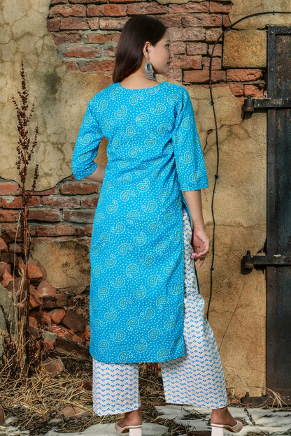 Plus Size Cotton Kurta Palazzo Set