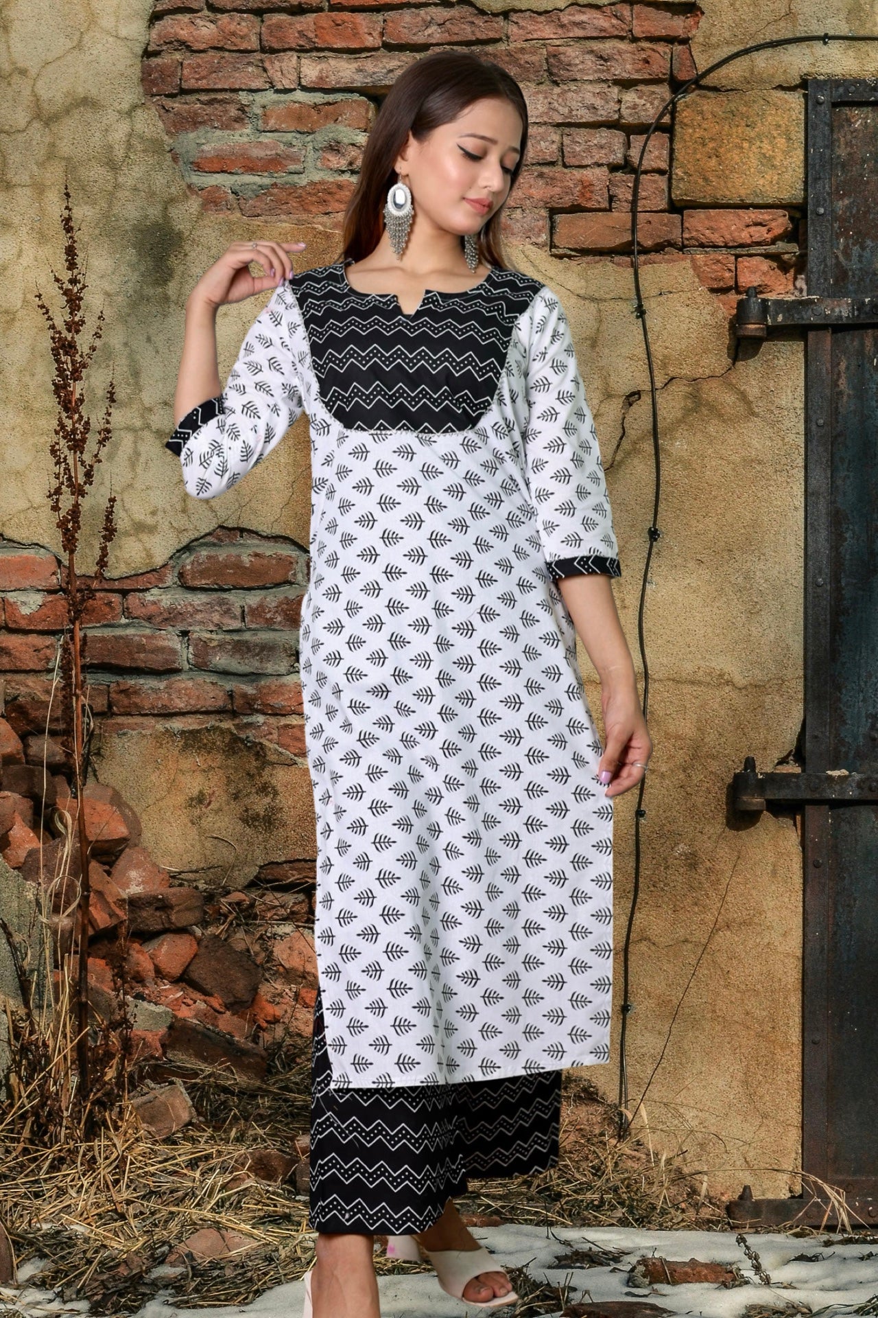 Plus Size Cotton Kurta Palazzo Set