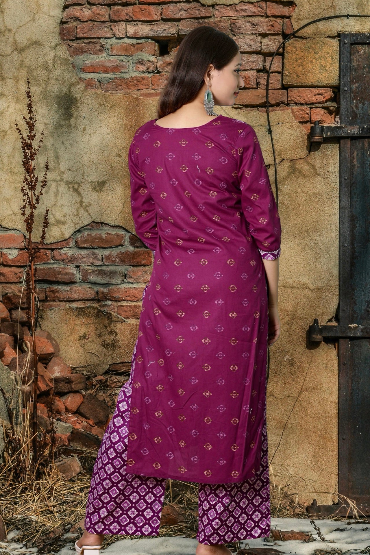 Plus Size Cotton Kurta Palazzo Set