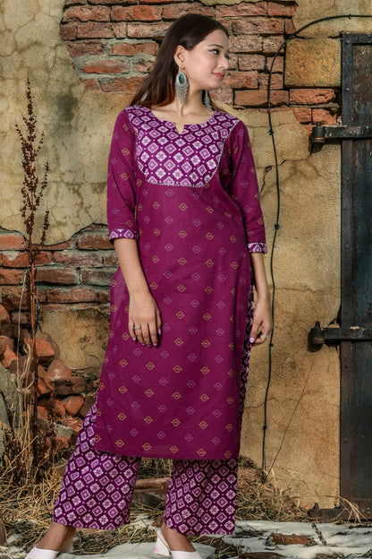 Plus Size Cotton Kurta Palazzo Set