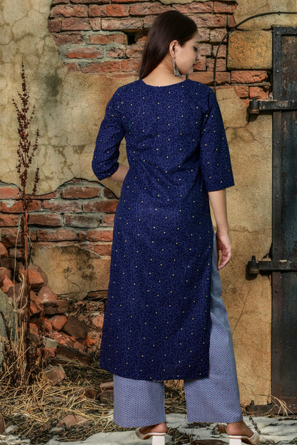 Plus Size Cotton Kurta Palazzo Set