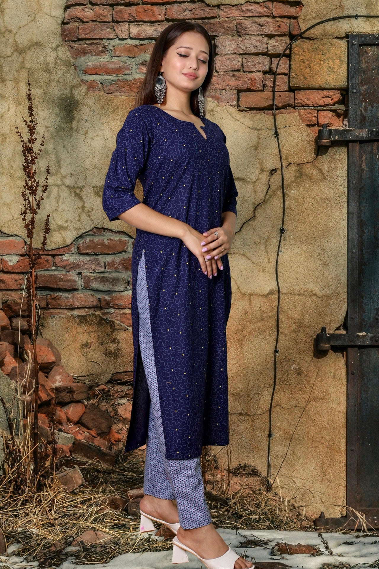 Plus Size Cotton Kurta Palazzo Set